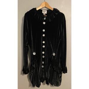 Vintage Taylor G Dallas TX Dress Womens Small Black Velvet Button Up Whimsigoth